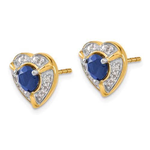 14k Diamond and Sapphire Fancy Heart Earrings