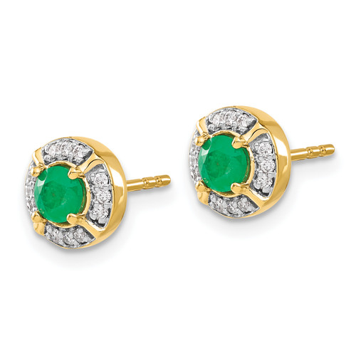 14k Diamond and Emerald Fancy Halo Earrings