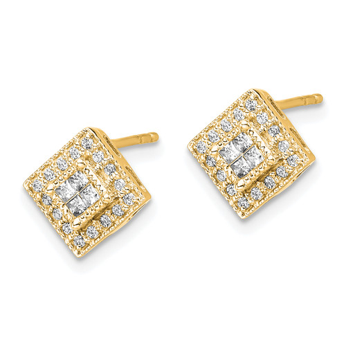 14k Polished Diamond Post Earrings