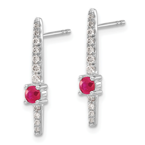 14k White Gold Diamond and Ruby Fancy Earrings