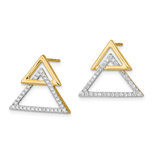 14k Polished Double Triangle Diamond Post Earrings