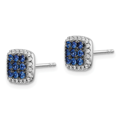 14k White Gold Diamond and Sapphire Post Earrings