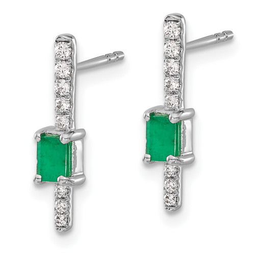 14k White Gold Diamond and Emerald Fancy Earrings
