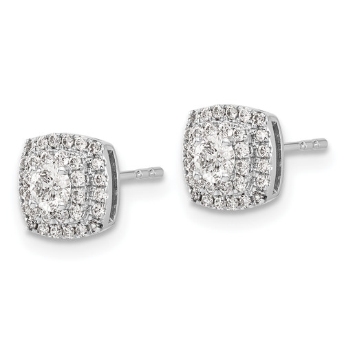 14k White Gold Diamond Halo Post Earrings