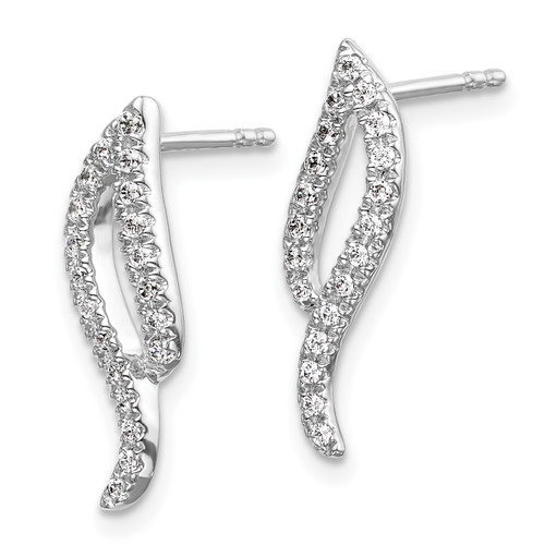 14k White Gold Diamond Wave Post Earrings