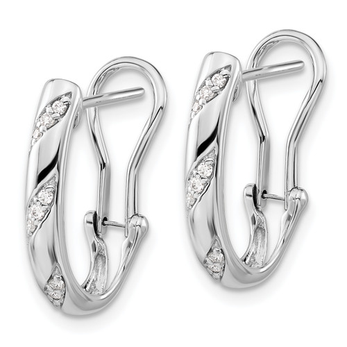 14k White Gold Diamond Omega Back Earrings