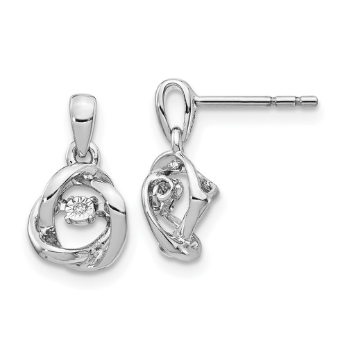 14k White Gold Fancy Moving Diamond Earrings