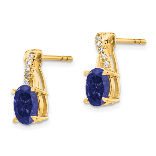 14K Created Sapphire and Diamond Earrings