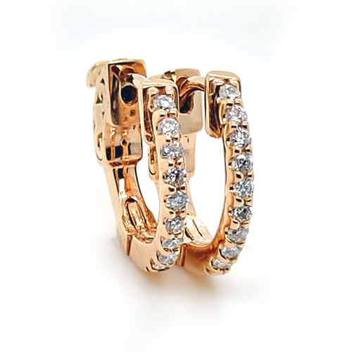 14K Rose Diamond Huggie Earrings 0.60 CTW