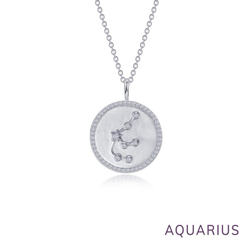 Lafonn Zodiac Constellation Coin Necklace, Aquarius