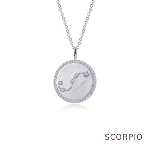 Lafonn Zodiac Constellation Coin Necklace, Scorpio