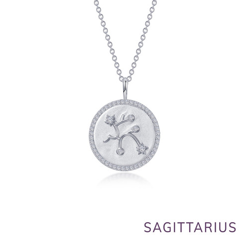 Lafonn Zodiac Constellation Coin Necklace, Sagittarius