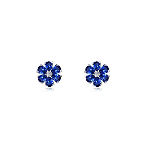 Lafonn Fancy Lab-Grown Sapphire Flower Stud Earrings