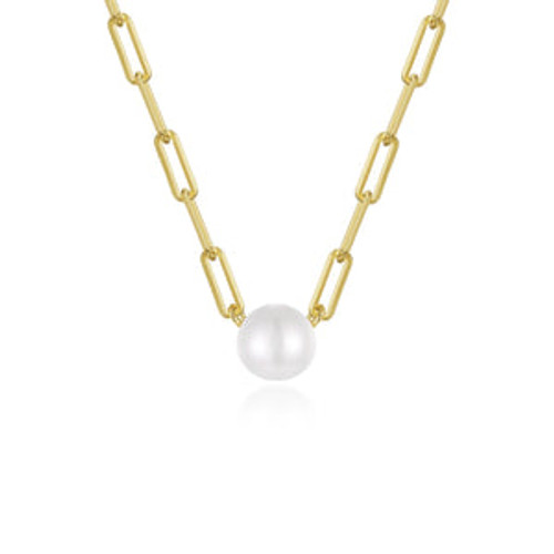 Lafonn Paperclip Necklace with Cultured Freshwater Pearl