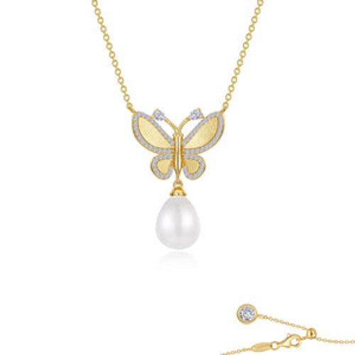 Lafonn Statement Butterfly with Cultured Freshwater Pearl Necklace