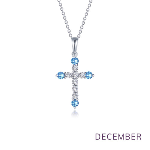Lafonn December Birthstone Cross Necklace