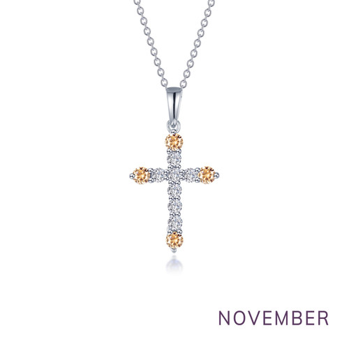 Lafonn November Birthstone Cross Necklace