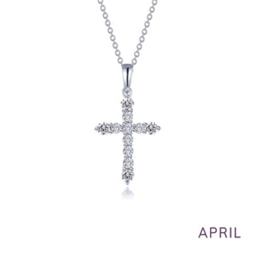 Lafonn April Birthstone Cross Necklace