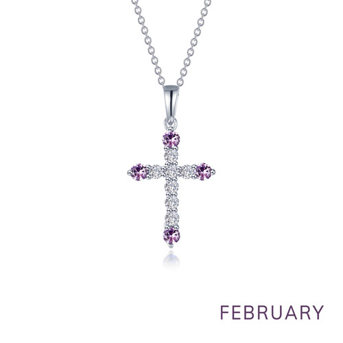 Lafonn February Birthstone Cross Necklace