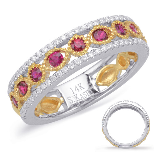 Yellow & White Gold Ruby & Diamond Ring in 14K Yellow and White Gold  C5820-RYW