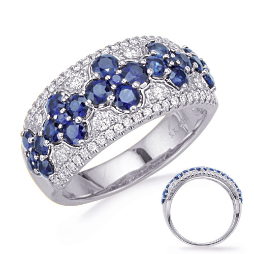 White Gold Sapphire & Diamond Ring in 14K White Gold  C8204-SWG