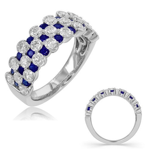 White Gold Sapphire & Diamond Band in 14K White Gold  C5774-SWG