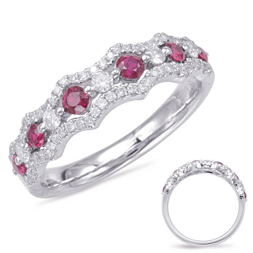 White Gold Ruby & Diamond Band in 14K White Gold  C5792-RWG