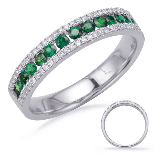 White Gold Emerald & Diamond Ring in 14K White Gold   C7326-EWG