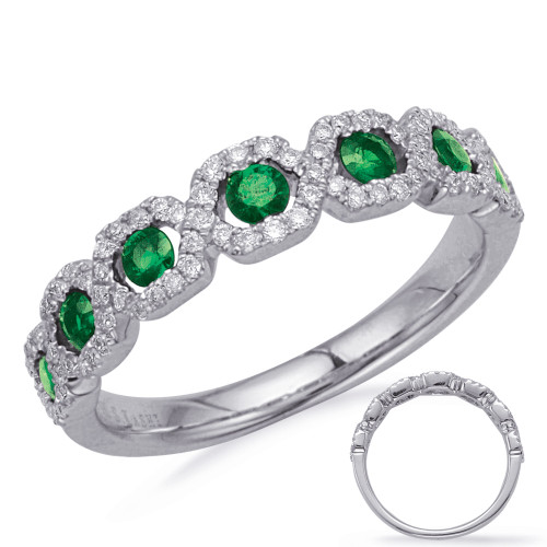 White Gold Emerald & Diamond Ring in 14K White Gold  C5836-EWG