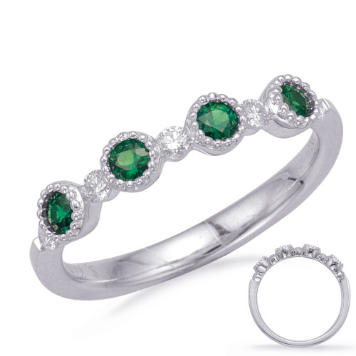 White Gold Emerald & Diamond Ring in 14K White Gold   C5831-EWG