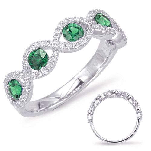 White Gold Emerald & Diamond Ring in 14K White Gold  C5787-EWG