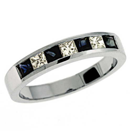 Sapphire & Diamond Band in 14K White Gold  C3043-SWG