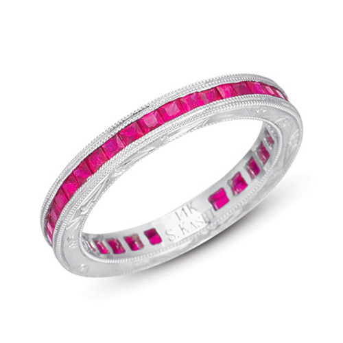 Ruby & Princess Eternity in 14K White Gold  C4115-RWG