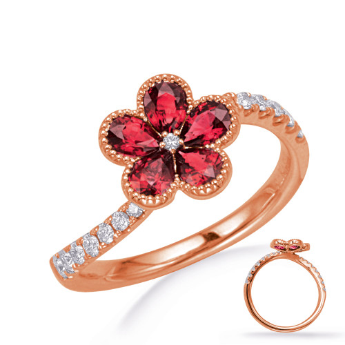 Rose Gold Ruby & Diamond Ring in 14K Rose Gold   C5841-RRG