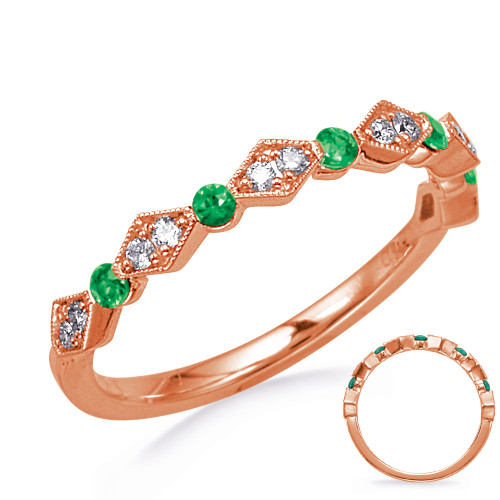 Rose Gold Emerald & Diamond Ring in 14K Rose Gold  C8056-ERG