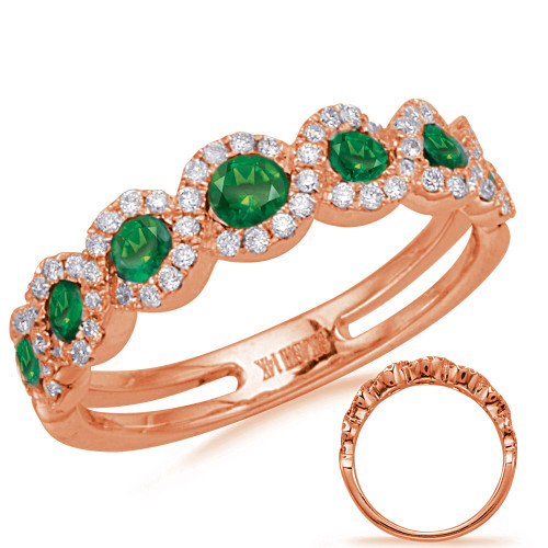 Rose Gold Emerald & Diamond Ring in 14K Rose Gold  C4264-ERG