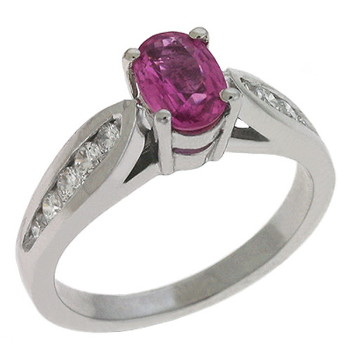 Pink Sapphire & Diamond Ring in 14K White Gold  C5262-SPWG