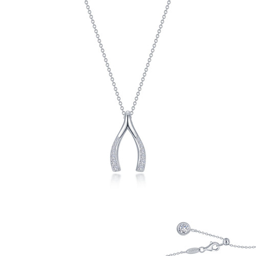 Pave Wishbone Necklace by  Lafonn P0291CLP