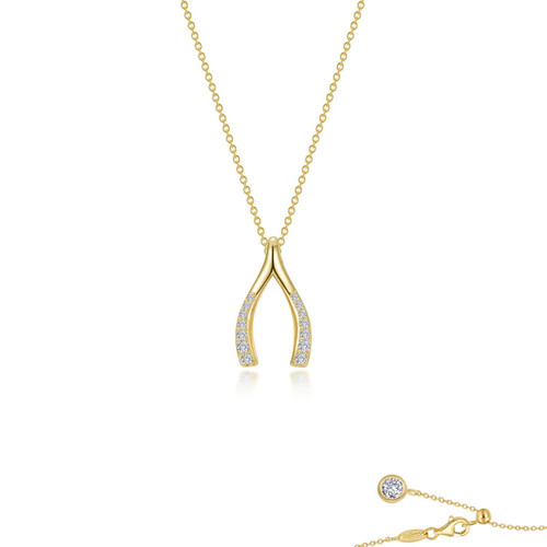 Pave Wishbone Necklace by  Lafonn P0291CLG