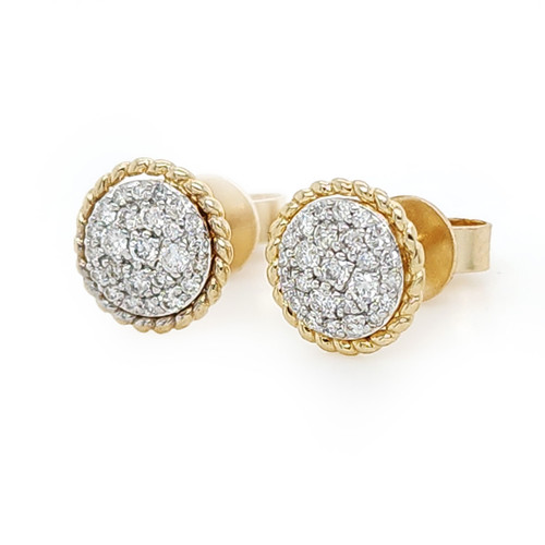 14KT Yellow Gold Pave Diamond Earrings 0.35 CTW