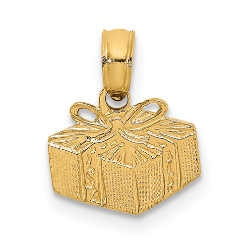 14KT Gold  Wrapped Gift Box Charm