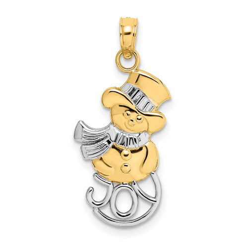 14KT Gold  and Rhodium Snowman with Joy Pendant