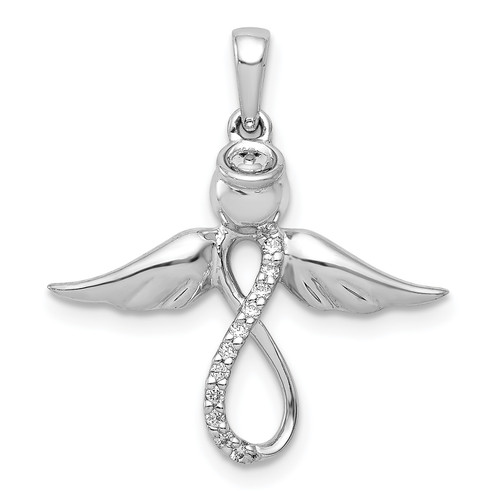 14KT Gold  White Gold Diamond Infinity Angel Pendant