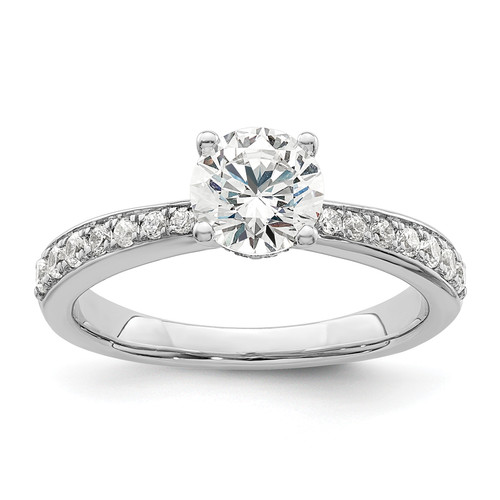 True Origin White Gold 1/3 carat Lab Grown Diamond VS/SI D E F Semi Mound Round Engagement Ring RM8587-100-WLD