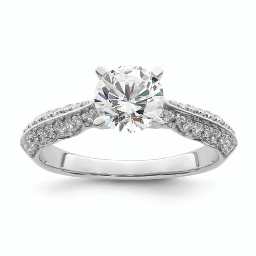 14K White Gold (Holds 1 carat (6.5mm) Round Center) 1/3 carat Diamond Semi-Mount Engagement Ring RM8775E-100-WAA