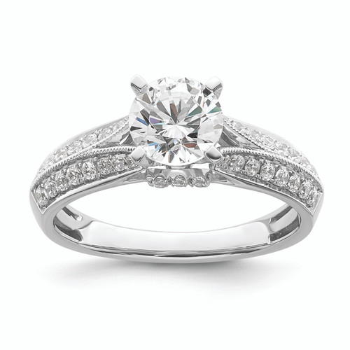 14k White Gold (Holds 1 carat (6.5mm) Round Center) 1/3 carat Diamond Semi-Mount Engagement Ring RM8691E-100-WAA