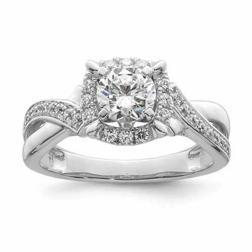 14K White Gold Halo Plus (Holds 5/8 carat (5.8mm) Round Center) 1/4 carat Diamond Semi-mount Engagement Ring RM8756E-075-WAA