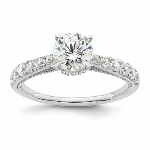 14K White Gold (Holds 1 carat (6.5mm) Round Center) 1/2 carat Diamond Semi-Mount Engagement Ring RM8868E-100-WAA