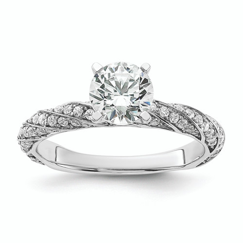 14k White Gold Twist (holds 1 carat (6.5mm) Round Center) 3/8 carat Diamond Semi-mount Engagement Ring RM8675E-100-WAA