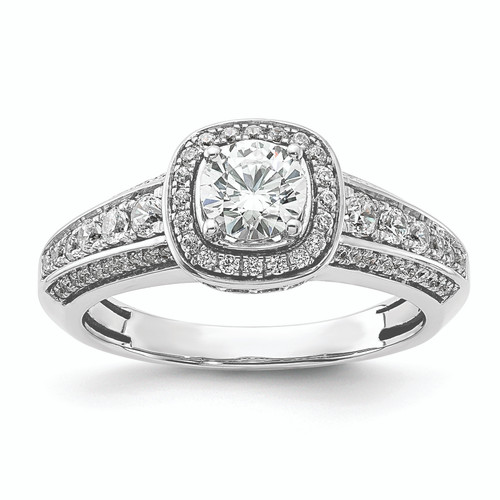 14K White Gold Halo Plus (Holds 1/2 carat (5.2mm) Round Center) 1/2 carat Diamond Semi-Mount Engagement Ring RM8872E-050-WAA